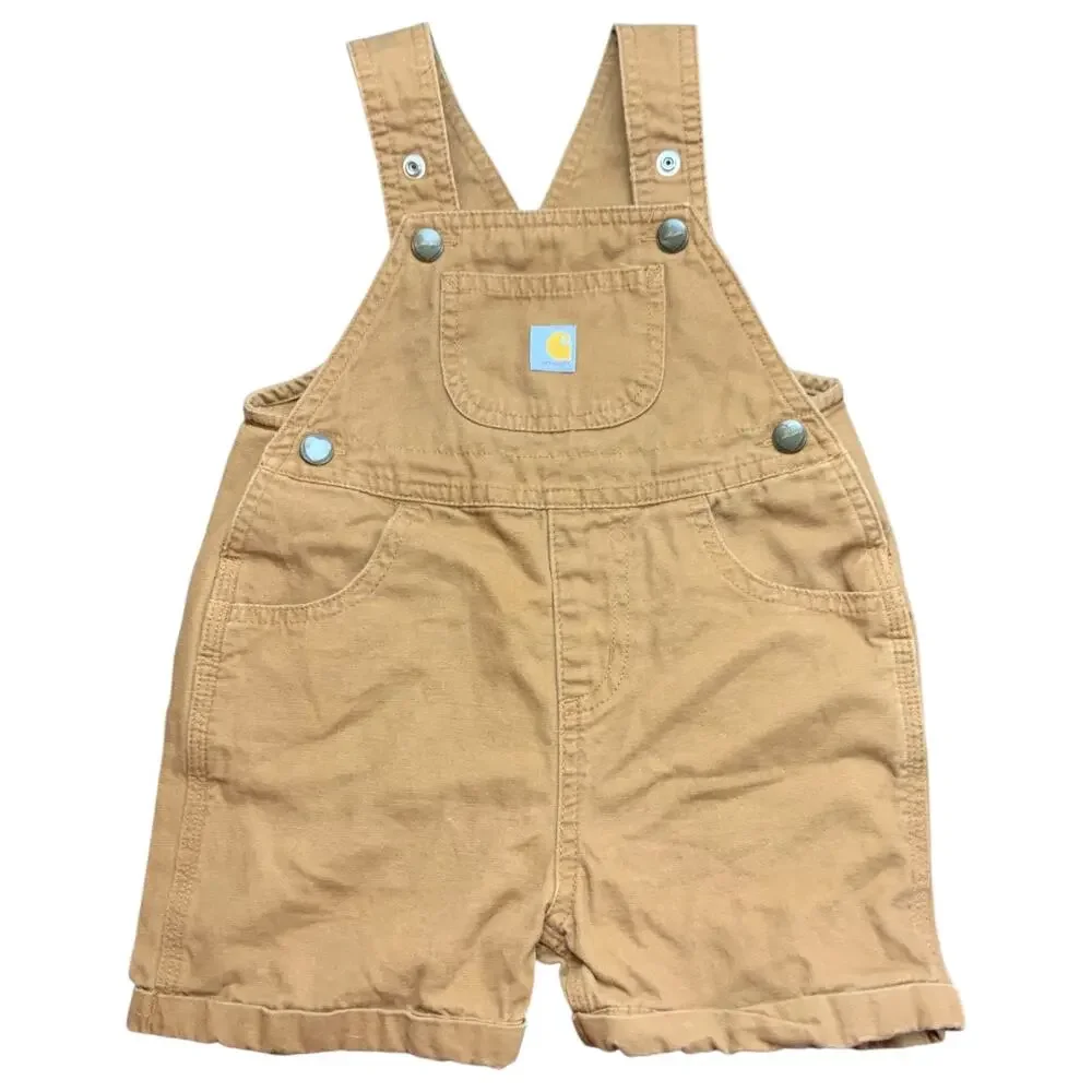Carhartt Girls 2T Brown Duck Canvas Bib Shortalls Overalls Cotton Workwear